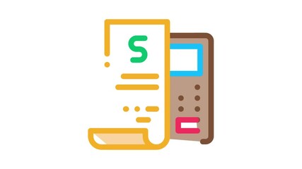 Poster - Check Cash Device Icon Animation. color Check Cash Device animated icon on white background