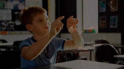 Poster - Animation of mathematical formulas over schoolgirl using vr headset