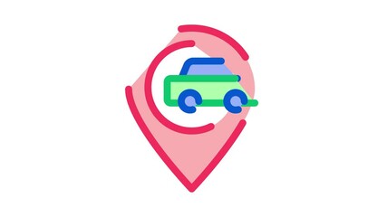 Poster - Car Gps Map Mark Icon Animation. color Car Gps Map Mark animated icon on white background