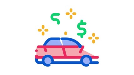 Poster - Car Dollar Mark Icon Animation. color Car Dollar Mark animated icon on white background