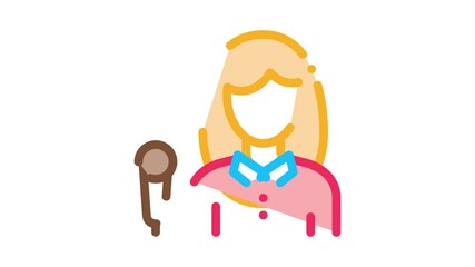Aufkleber - Reporter Woman Icon Animation. color Reporter Woman animated icon on white background