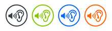Audio Speaker Volume With Ear Icon Vector Illustration. Hearing Sound Concept.