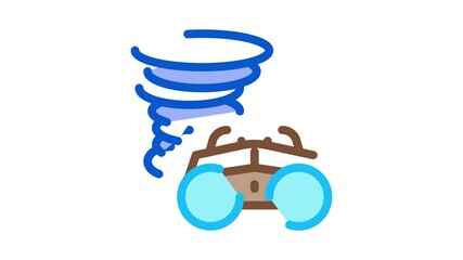 Sticker - Binocular Tornado Icon Animation. color Binocular Tornado animated icon on white background