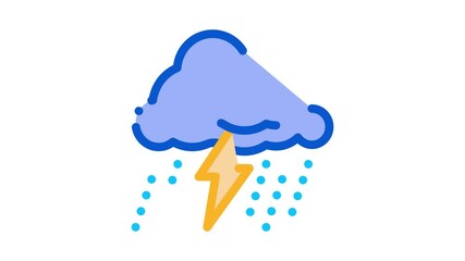 Sticker - Rain Lightning Icon Animation. color Rain Lightning animated icon on white background