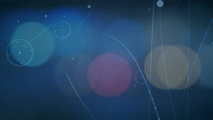 Poster - animation of network of connections over blurry lights on black back ground