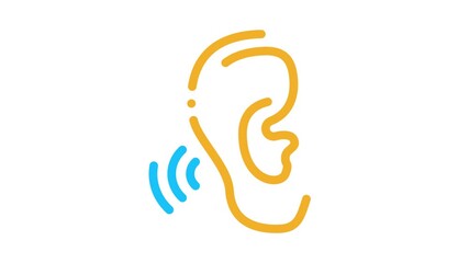 Poster - Hears Sound Icon Animation. color Hears Sound animated icon on white background