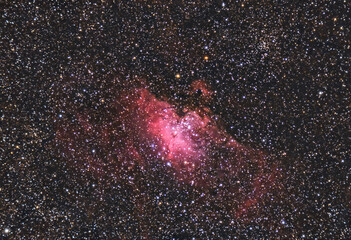 the eagle nebula, or messier 16. in the center, the so-called pillars of creation. captured with a r