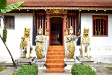 Lanna Art Sculpture At Sri Don Chai Temple, Which Is The First Temple Of Pai Town In Mae Hong Son Province, THAILAND.