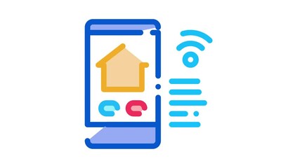 Poster - Phone and Internet Icon Animation. color Phone and Internet animated icon on white background