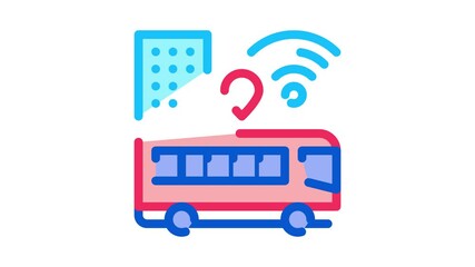 Poster - Bus Wi-Fi animated icon on white background