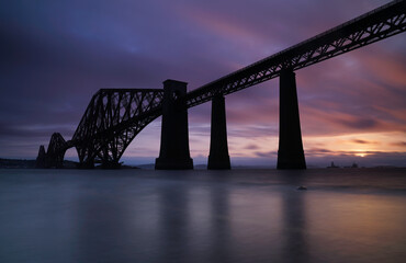 Forth Rail Bridge at sunrise. located on the firth of forth near Edinburgh, Scotland.