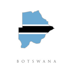 map and flag of botswana. map outline and flag of botswana, a light blue field cut horizontally in t