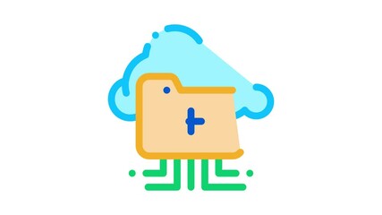 Aufkleber - Cloud Storage Icon Animation. color Cloud Storage animated icon on white background