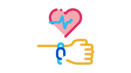 Poster - Fitness Tracker Icon Animation. color Fitness Tracker animated icon on white background