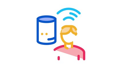 Poster - Voice Control Icon Animation. color Voice Control animated icon on white background