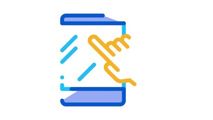 Poster - Hand Touch Tablet Icon Animation. color Hand Touch Tablet animated icon on white background