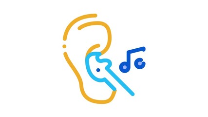 Wall Mural - Earphones Music Icon Animation. color Earphones Music animated icon on white background
