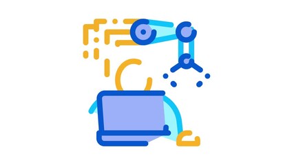 Poster - Programming Robot Icon Animation. color Programming Robot animated icon on white background