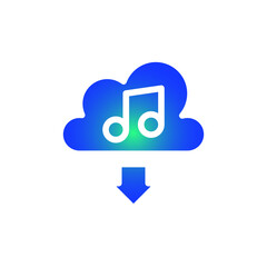 Wall Mural - Cloud music and download icon