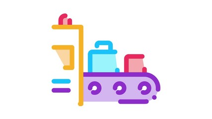 Poster - Luggage Security System Icon Animation. color Airport X-ray Equipment For Checking Passenger Baggage animated icon on white background