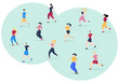© denayune - Jogging or Running Sports Background Illustration Men and Women for Active Body, Healthy Lifestyle, Outdoor Activities