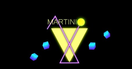 Wall Mural - minimal color martini cocktail logo made of geometric shapes