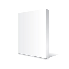 Blank White Standing Thin Softcover Book Or Magazine Mockup Template.
