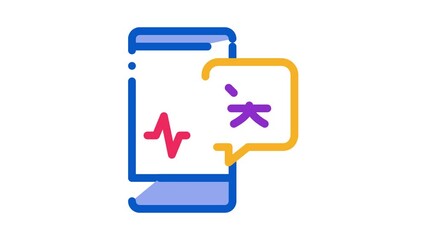 Aufkleber - Voice Wave On Phone Screen Icon Animation. color Smartphone Interpreter Sound Application For Study Language animated icon on white background