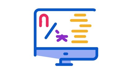 Aufkleber - Computer Translation Program Icon Animation. color Online Learning Or Dictionary On Computer Screen animated icon on white background