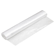 Polypropylene Or Polyethylene Rolls For Packaging In Food Bags.Transparent Blank Cellophane Bags In A Roll Isolated On A White Background. Wrapping Plastic Film, Plastic Oven Cooking Bags.