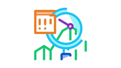 Aufkleber - Infographic Peak Research Icon Animation. color Sme Infographic, Magnifier Glass And Exclamation Marks In Frame animated icon on white background