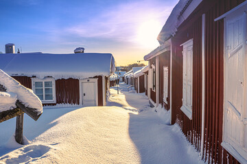 Wall Mural - The old town of Gammelstaden in Luleå, northern Sweden