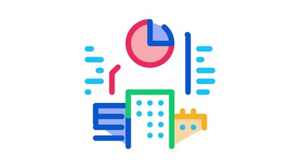 Aufkleber - Real Estate Market Analysis Icon Animation. color Statistician Analytics Buildings And Apartments animated icon on white background