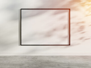 Aufkleber - Black frame hanging in bright interior mockup. Template of a picture framed on a wall 3D rendering