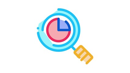 Aufkleber - Statistician Magnifier Glass Icon Animation. color Magnifier Tool With Circle Infographic, Market Research animated icon on white background