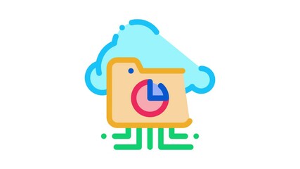 Aufkleber - Statistician Cloud Storage Icon Animation. color Statistician Diagram Folder, Internet Cloudy Storaging animated icon on white background