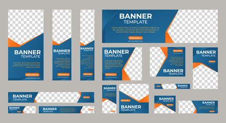 set of business web banner templates with different standard size. abstract corporate horizontal, ve