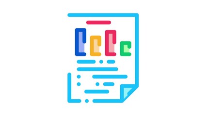 Aufkleber - Statistician Report Document Icon Animation. color Statistician Paper Page File With Analytics Graphic And Text animated icon on white background