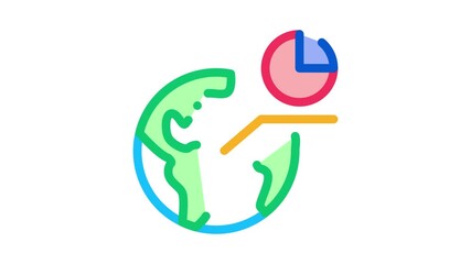 Aufkleber - International Statistician Icon Animation. color Worldwide Statistician Analytics, Earth Globe, Planet Sphere animated icon on white background