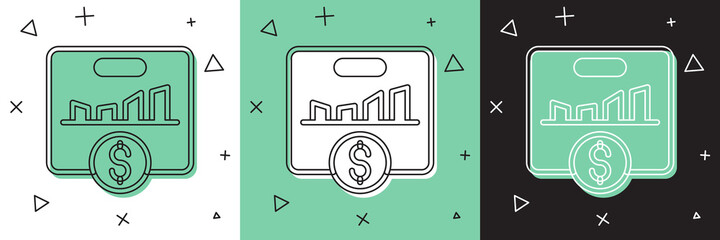 Poster - Set KPI - Key performance indicator icon isolated on white and green, black background. Vector