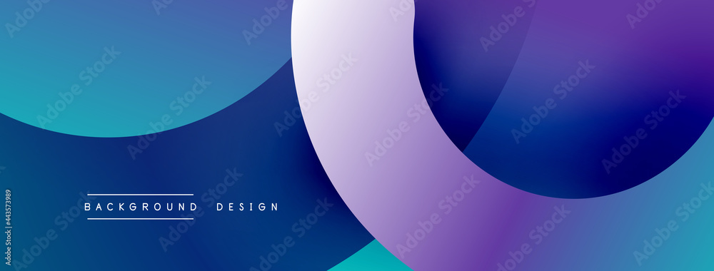Abstract overlapping lines and circles geometric background with gradient colors - obrazy, fototapety, plakaty 