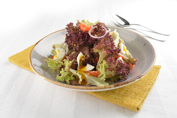 fresh chef Caesar salad with bread and ham salad dressing western appetiser halal menu