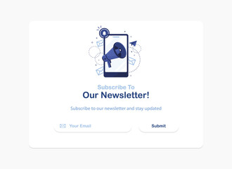 Poster - vector banner illustration of email marketing. subscription to newsletter, news, offers, promotions.