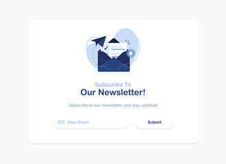 Poster - vector banner of email marketing. subscription to newsletter, news, offers, promotions. a letter in 