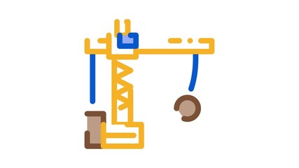 Sticker - Demolition Crane Icon Animation. color Demolition Crane animated icon on white background