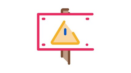 Poster - Warning Nameplate Icon Animation. color Warning Nameplate animated icon on white background