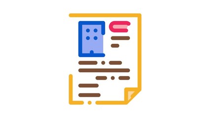 Poster - Document Page Icon Animation. color Document Page animated icon on white background