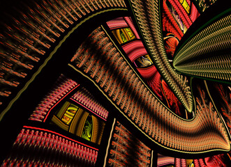 Fototapete - Abstract color dynamic textured background with lighting effect. Fractal spiral. Fractal art
