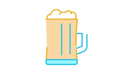 Sticker - Foamy Beer Cup Icon Animation. color Foamy Beer Cup animated icon on white background