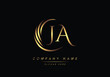 alphabet letters JA monogram logo, gold color elegant classical
